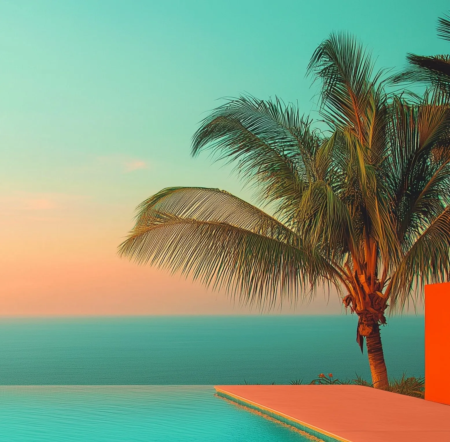 Palm trees against a blue sky